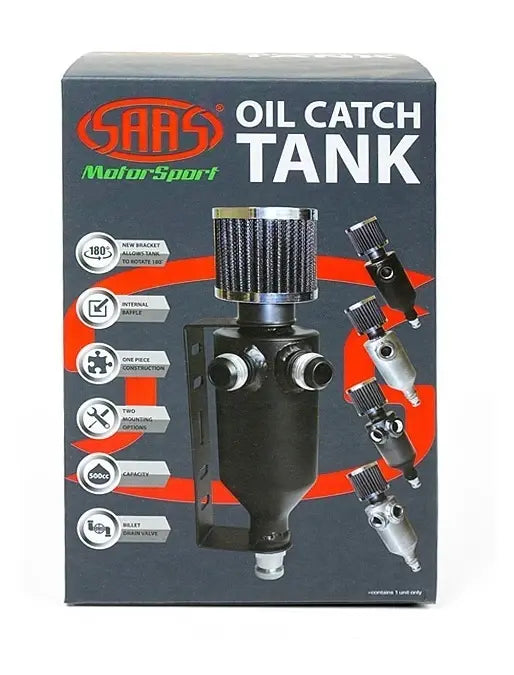SAAS Oil Catch Can Baffle 2 X -12 AN Out Raw Aluminium 500mL ST2002 - view 2