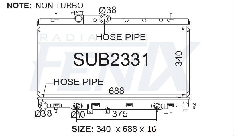 Subaru Liberty Radiator — SUB2331-PA16A — manufacturer main image