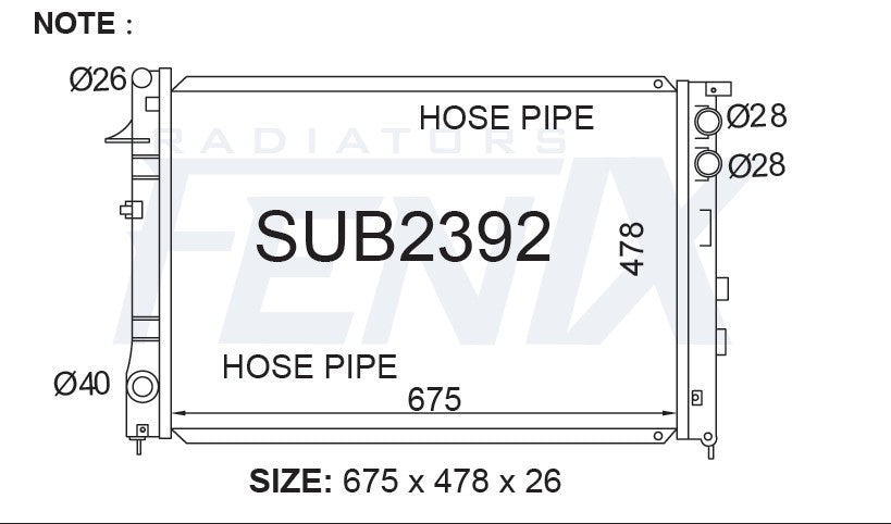 Subaru Tribeca Radiator (NOV/2006 - JAN/2014) — SUB2392-PA26A — manufacturer main image