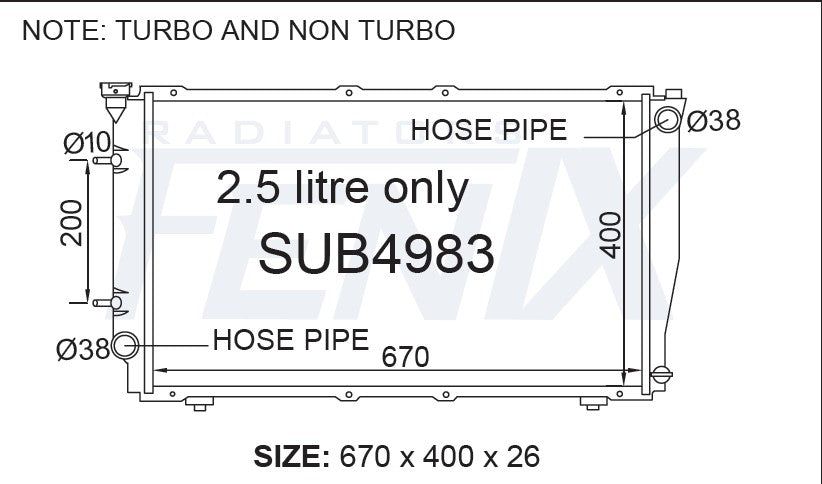 Subaru Liberty Radiator — SUB4983-PA26A — manufacturer main image