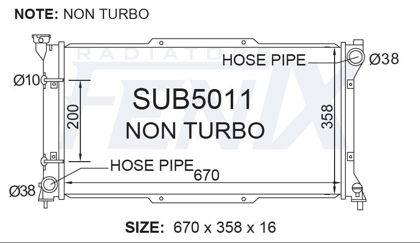 Subaru Liberty Radiator — SUB5011-PA16A — manufacturer main image