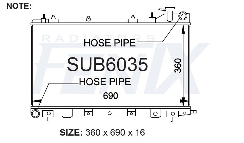 Subaru Forester Turbo Radiator — SUB6035-PA16A — manufacturer main image