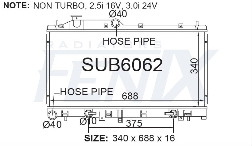 Subaru Liberty Radiator — SUB6062-PA16A — manufacturer main image