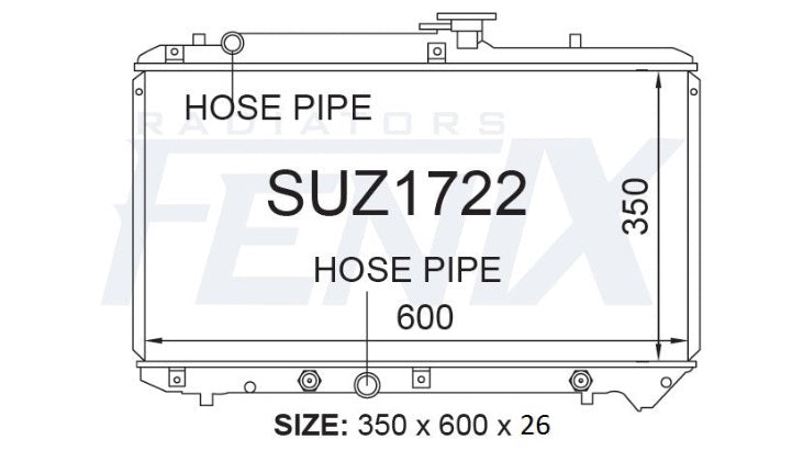 Suzuki Baleno Radiator (APR/1995 - 2004) — SUZ1722-PA26A — manufacturer main image