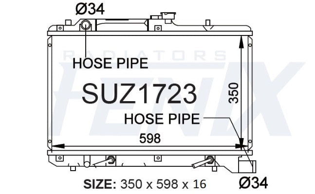 Suzuki Baleno GTX Radiator (MAR/1996 - 2003) — SUZ1723-PA16A — manufacturer main image