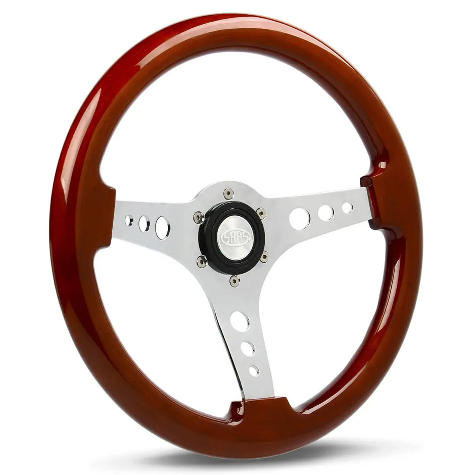 SAAS Steering Wheel Wood 14" ADR Logano Chrome Spoke SW506CW - view 1