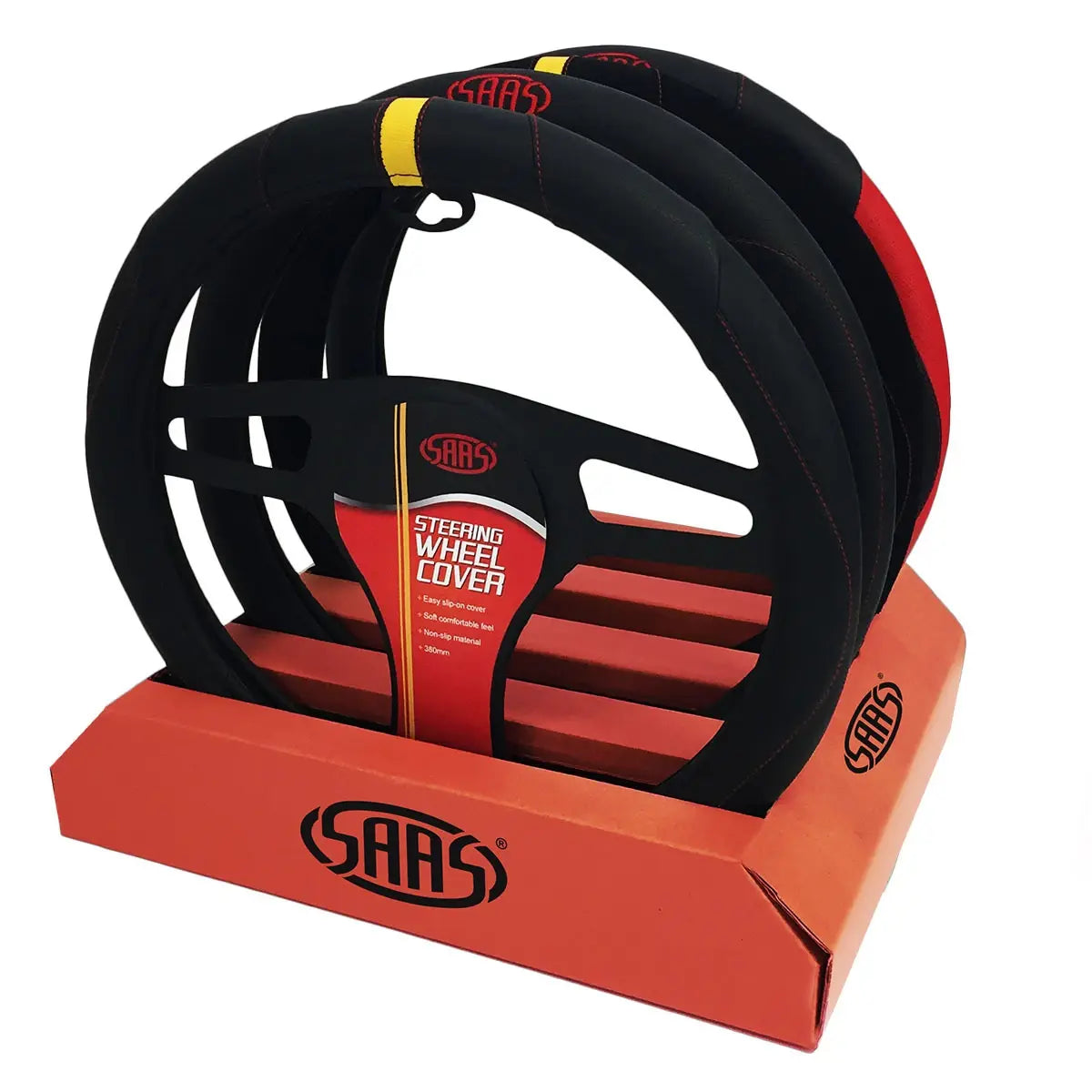 SAAS Steering Wheel Cover Black Poly With Logo 380mm SWC005 - view 2