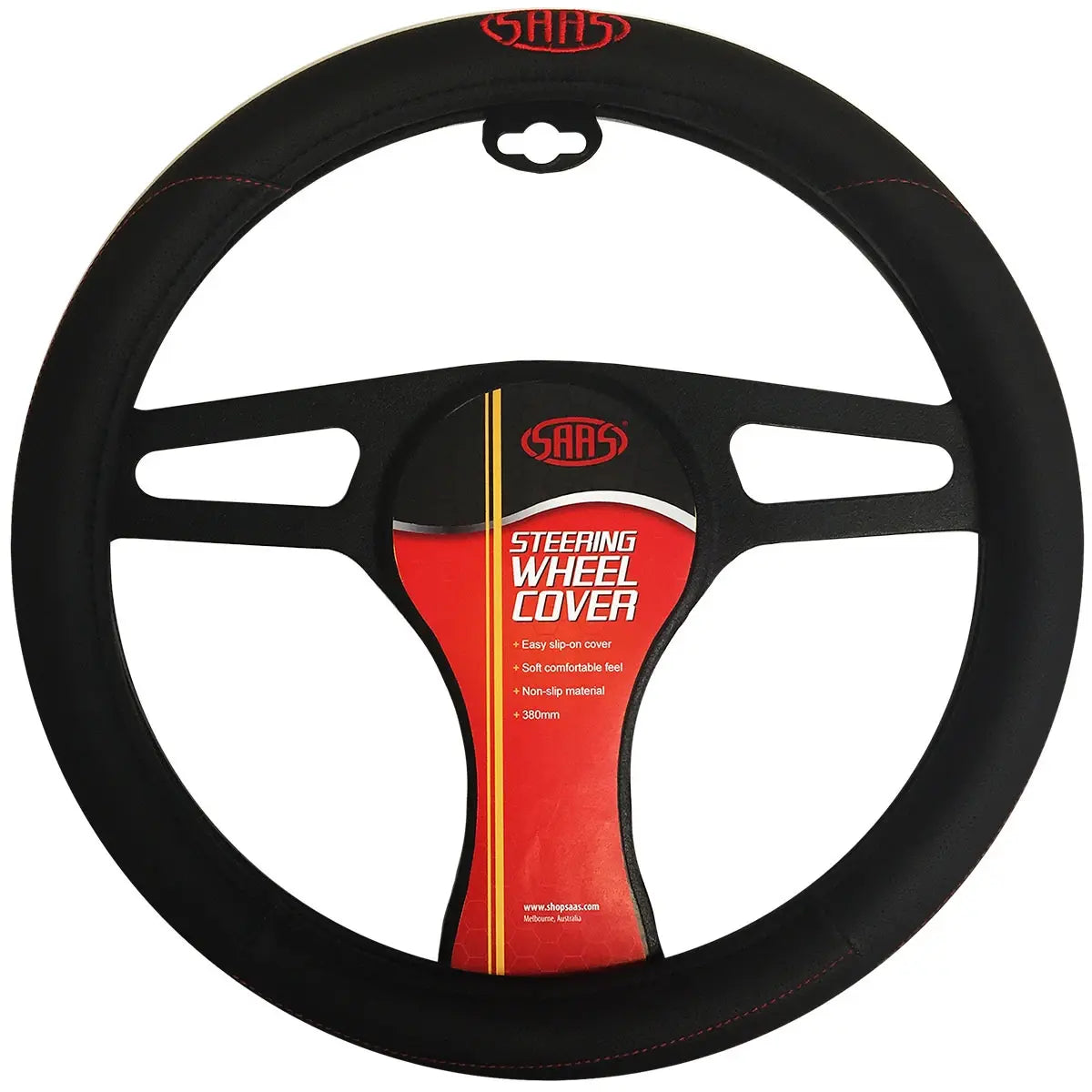 SAAS Steering Wheel Cover Black Poly With Logo 380mm SWC005 - view 1