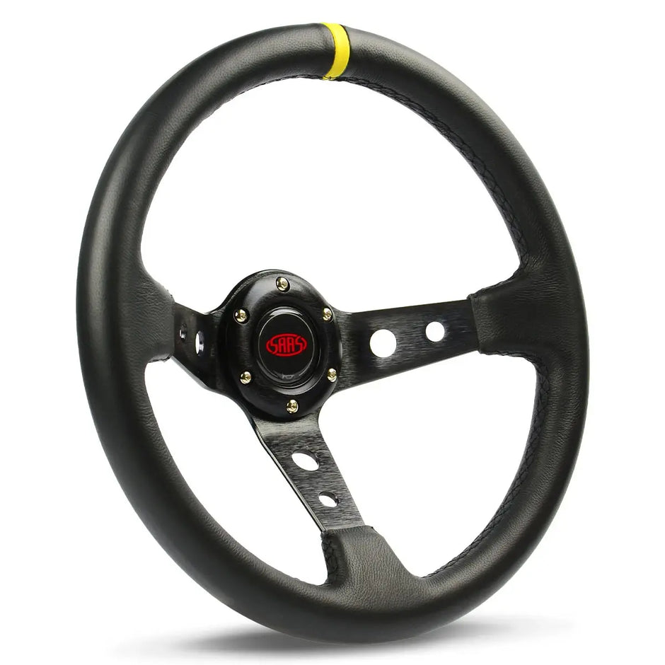 SAAS Steering Wheel Leather 14" ADR GT Deep Dish Black With Holes + Indicator SWGT2 - view 1