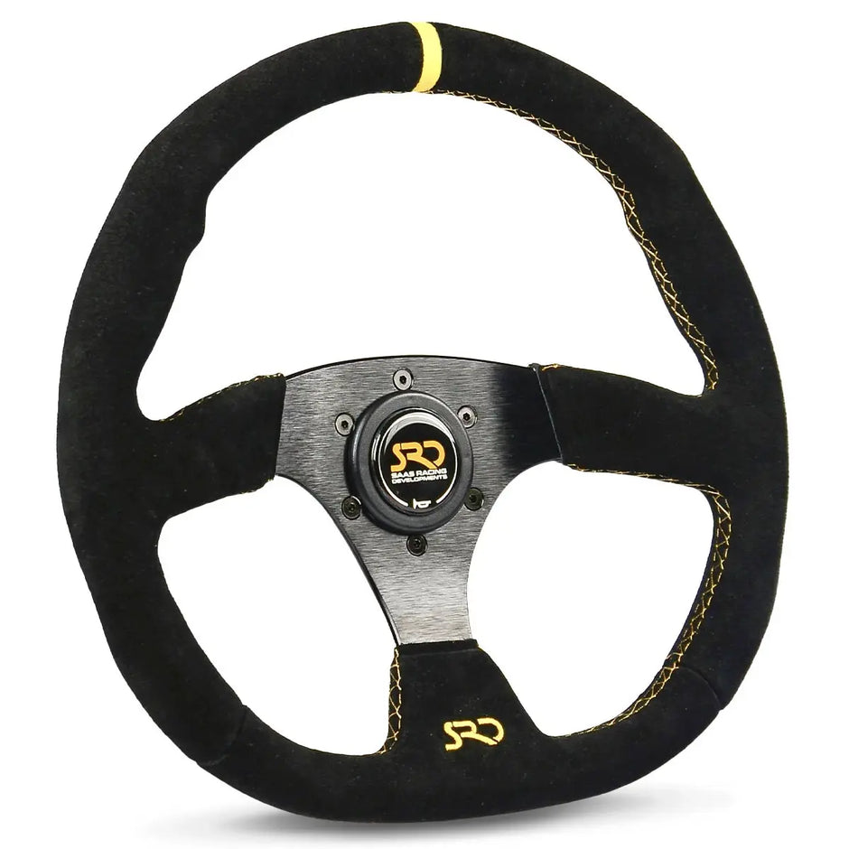 SAAS Steering Wheel Suede SRD 14" ADR Black Flat Bottom + Indicator SWSRD514 - view 1
