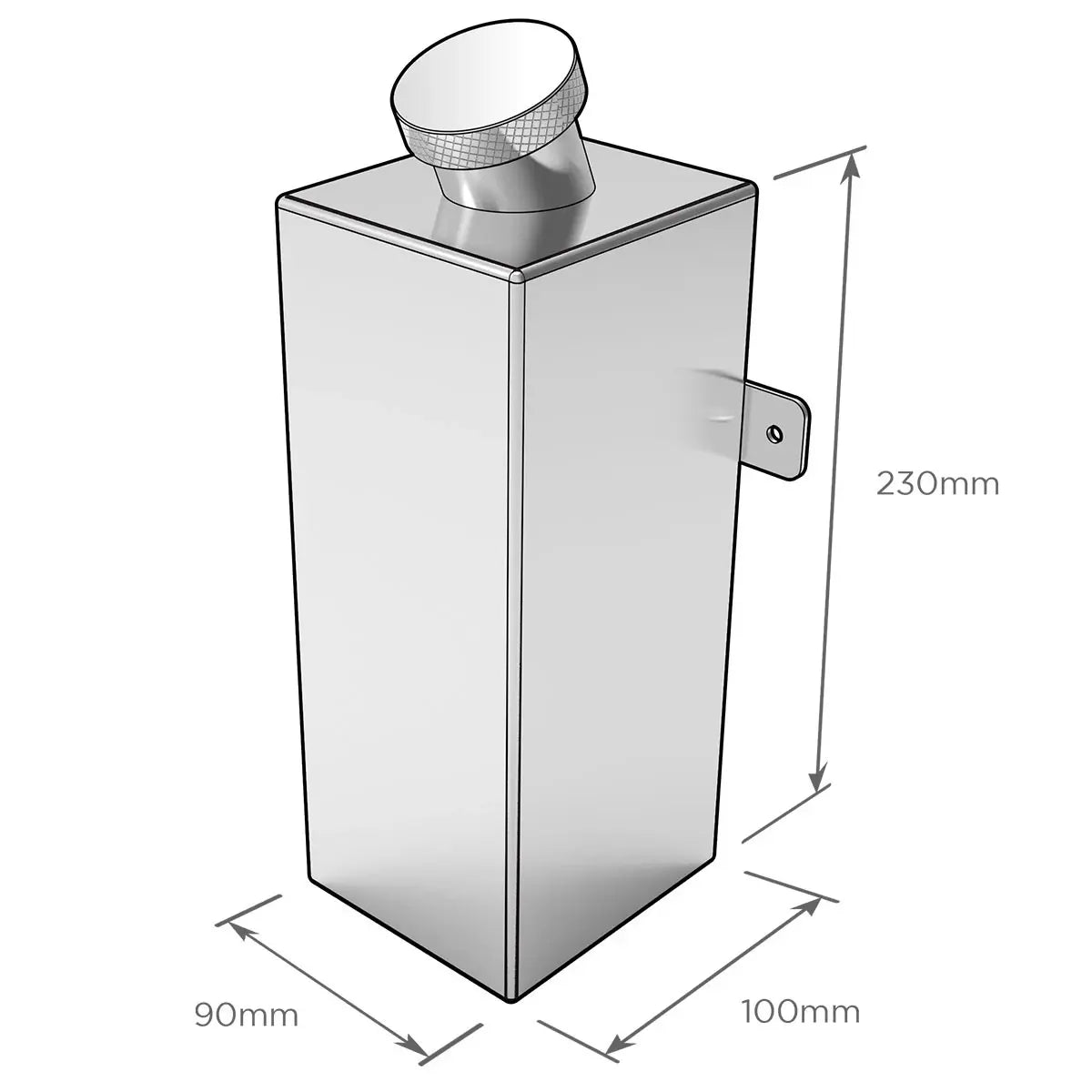 SAAS Windscreen Washer Bottle Polished Alloy XR to XC Universal SWT2001 - view 6