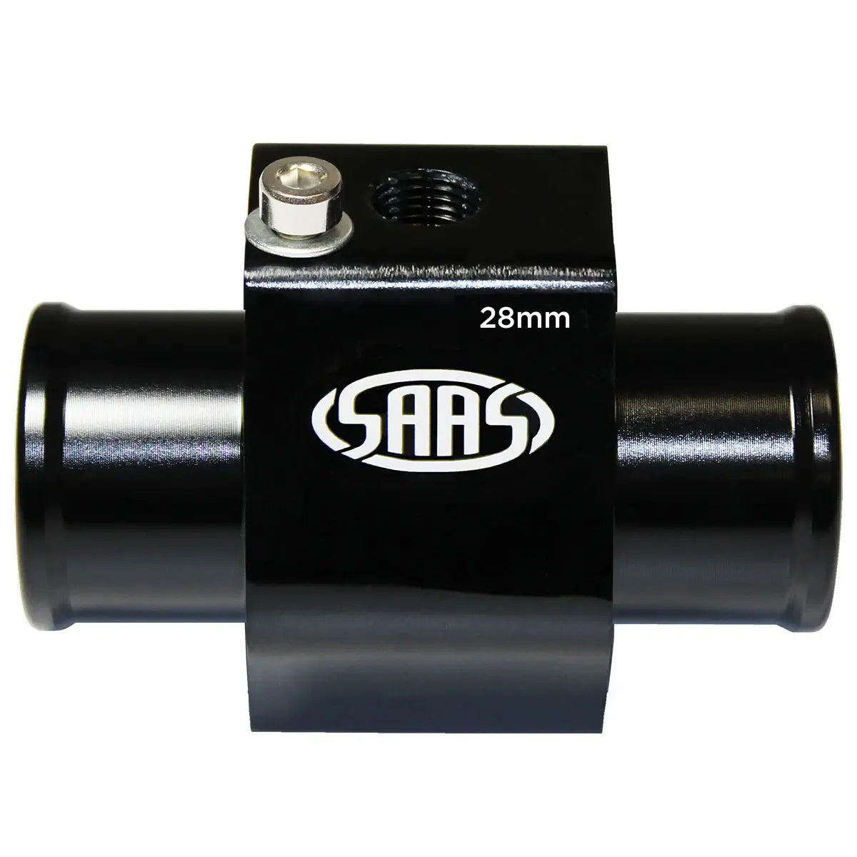 SAAS Water Temp Adapter Rad Hose 28mm Black Aluminium SWTA28B - view 1