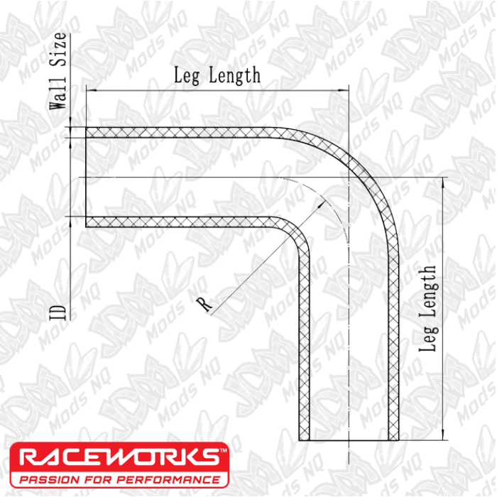 Raceworks Silicone Hose 90 Degree Elbow