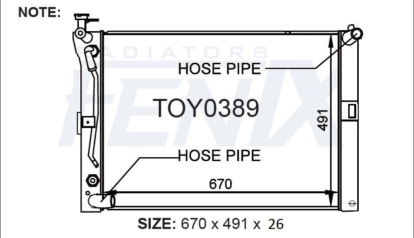 Lexus RX330 MCU38R Plastic Tank Radiator (APR/2003 - JAN/2006) — TOY0389-PA26A — manufacturer main image