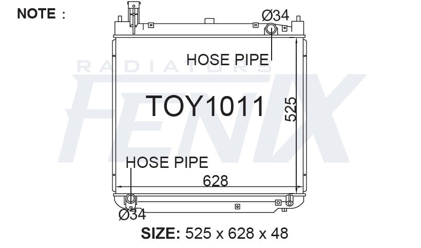 Toyota Hiace SBV Radiator — TOY1011-PA48A — manufacturer detail 2