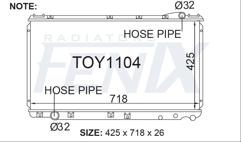 Toyota MCX10 Avalon Radiator — TOY1104-PA26A — manufacturer main image