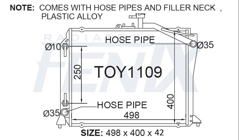 Toyota Hiace RZH Petrol Radiator (AUG/1989 - FEB/2005) — TOY1109-PA42A — manufacturer detail 4