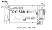 Toyota Corolla ZZE122R Radiator — TOY1728-PA16A — manufacturer main image