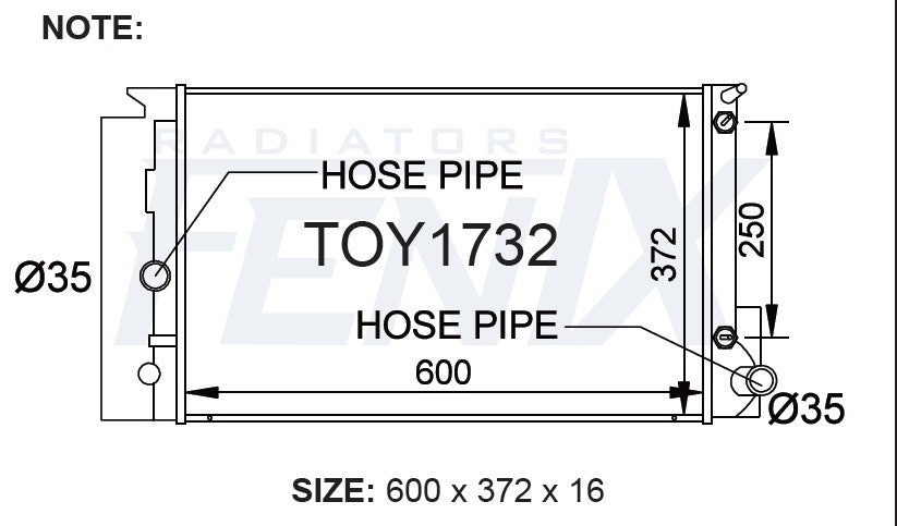 Toyota Corolla ZRE152 Radiator — TOY1732-PA16A — manufacturer main image