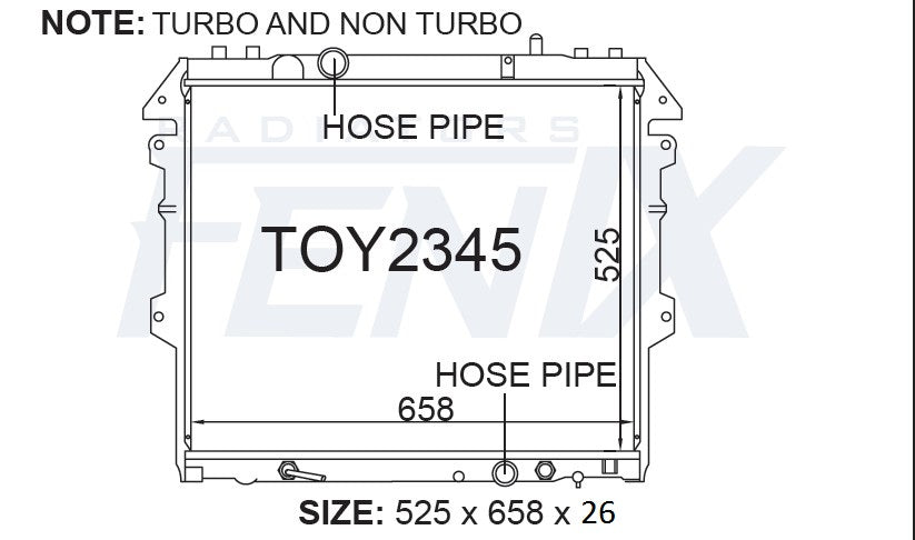 Fenix Toyota Hilux KUN16 KUN26 Diesel Radiator | TOY2345-PA26A — Australian manufacturer image