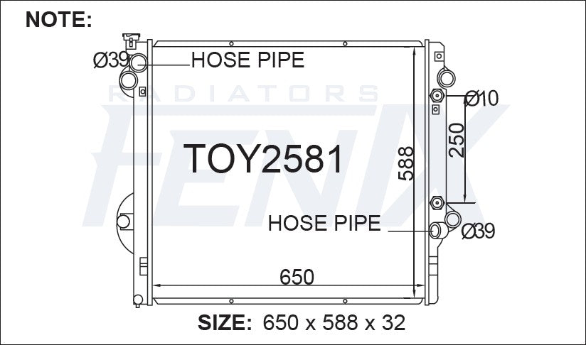 Toyota Landcruiser Prado KZJ120 Radiator — TOY2581-PA32A — manufacturer main image