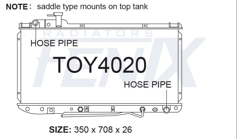 Toyota Rav4 SXA11 Radiator — TOY4020-PA26A — manufacturer main image