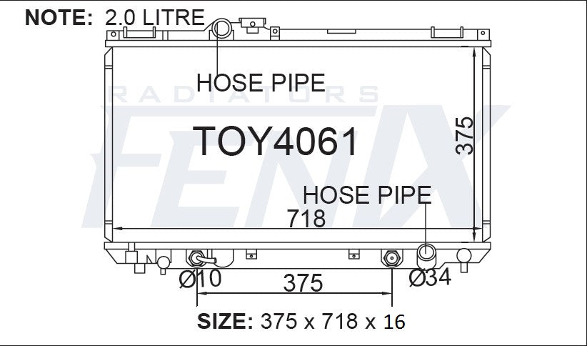 Lexus IS200 Radiator — TOY4061-PA16A — manufacturer main image