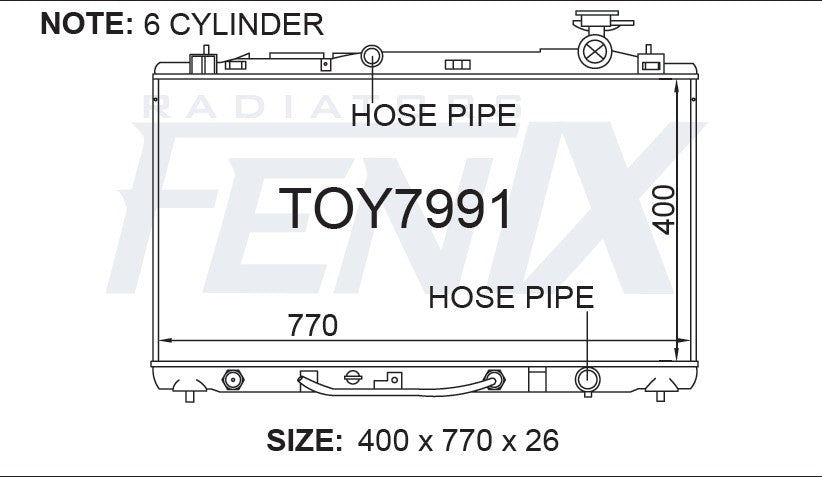 Toyota GSV40R Aurion Radiator — TOY7991-PA26A — manufacturer main image