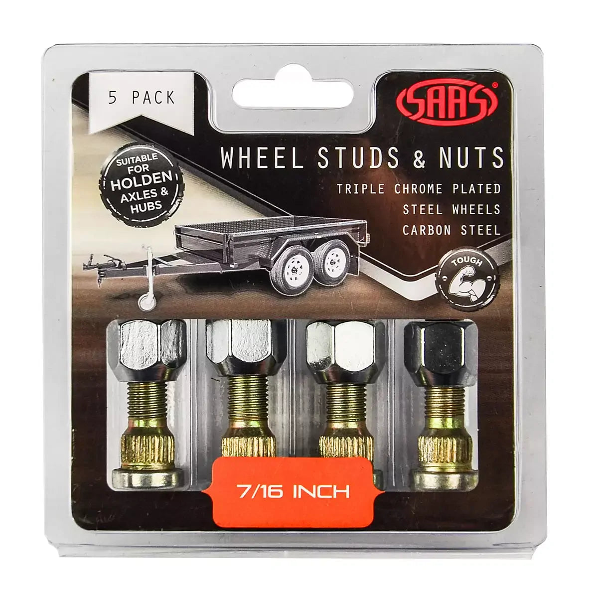 SAAS Trailer Wheel Studs and Nuts 7/16 UNF 5 Pack TWS16105 - view 1