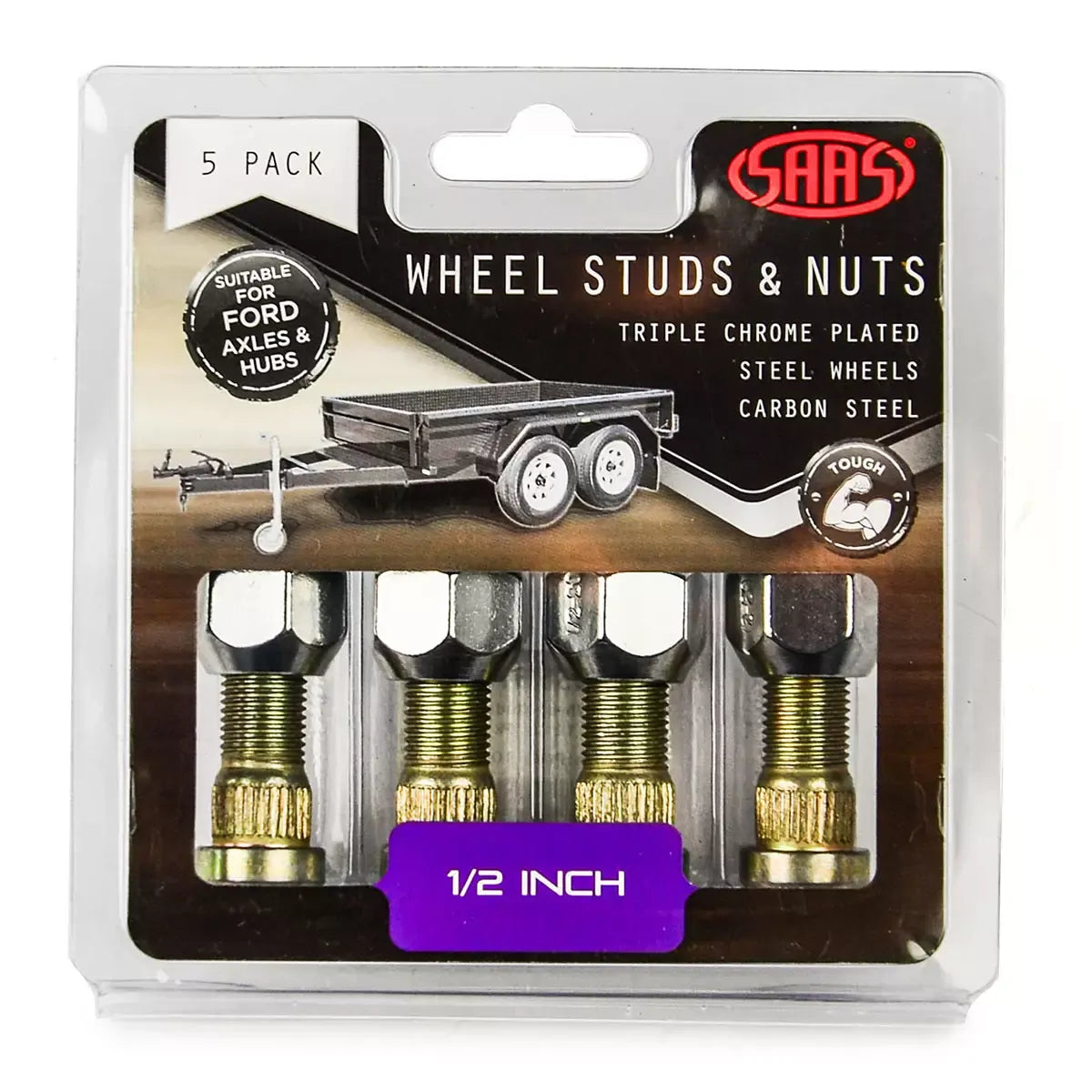 SAAS Trailer Wheel Studs and Nuts 1/2 UNF 5 Pack TWS16115 - view 1