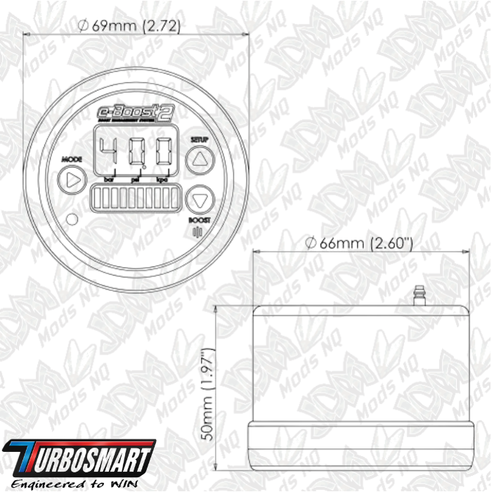 Turbosmart EBoost2 66mm Electronic Boost Controller (Black) TS-0301-1011