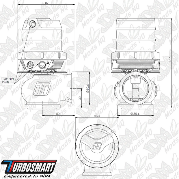 Turbosmart GenV CompGate40HP ‘High Pressure’ 35psi External Wastegate (Black) TS-0552-1312