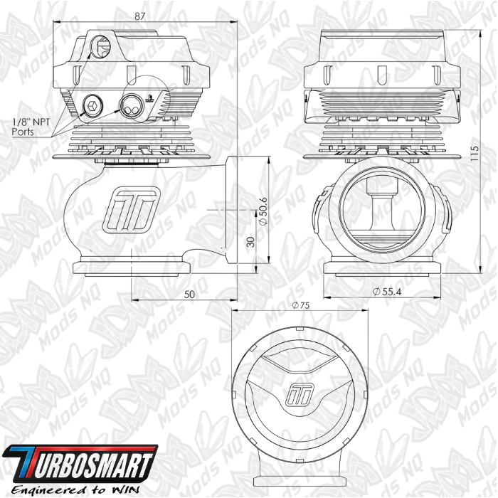 Turbosmart GenV CompGate40M ‘Motorsport’ 14psi External Wastegate (Black) TS-0552-1102
