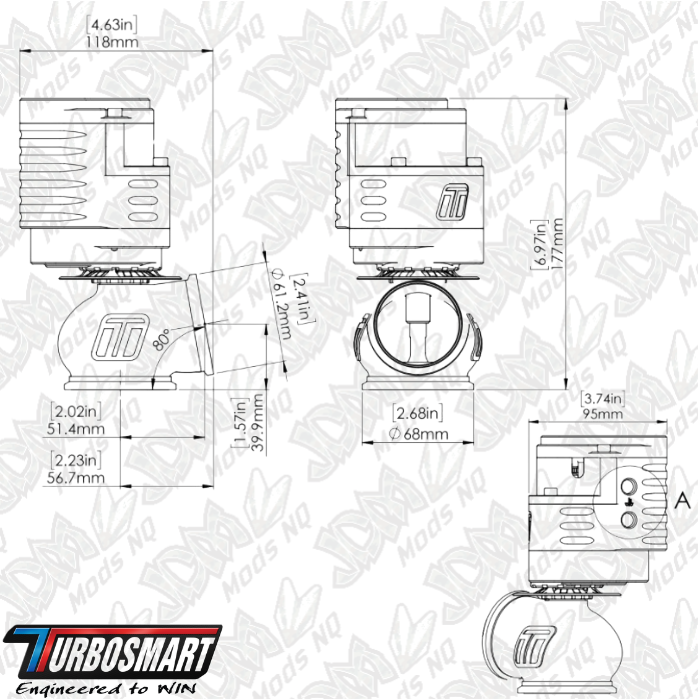 Turbosmart GenV Electronic ProGate50 Electronic External Wastegate TS-0554-1502