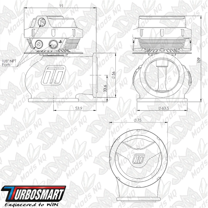 Turbosmart GenV Hypergate45-Lite 14psi External Wastegate (Sleeper) TS-0553-1615