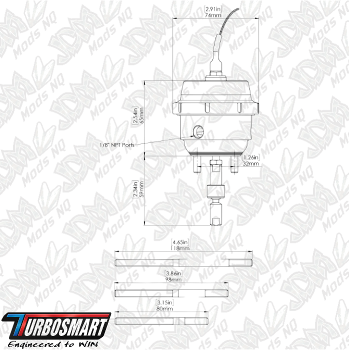 Turbosmart GenV IWG (Twin Port) Wastegate Actuator Suit BorgWarner EFR With Position Sensor 14psi TS-0620-4014