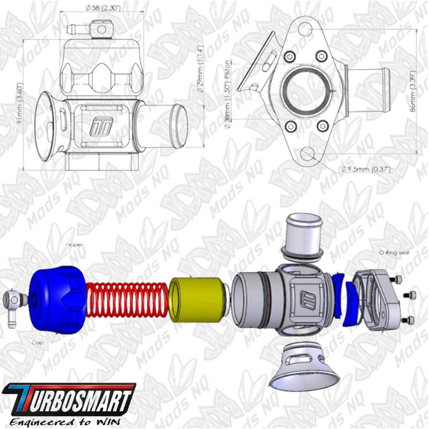Turbosmart Type 5 BOV Blow Off Valve Dual Port Black - Nissan Skyline GTS-T R32, R33/GT-T R34/Stagea