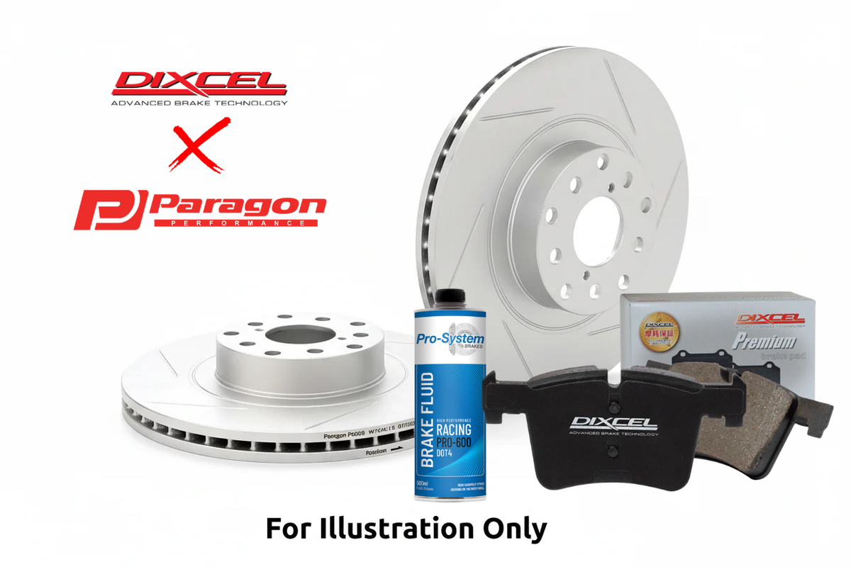 Paragon PAR4418s Front Rotor + Dixcel Brake Pad Combo – Mitsubishi Lancer EVO 5-9