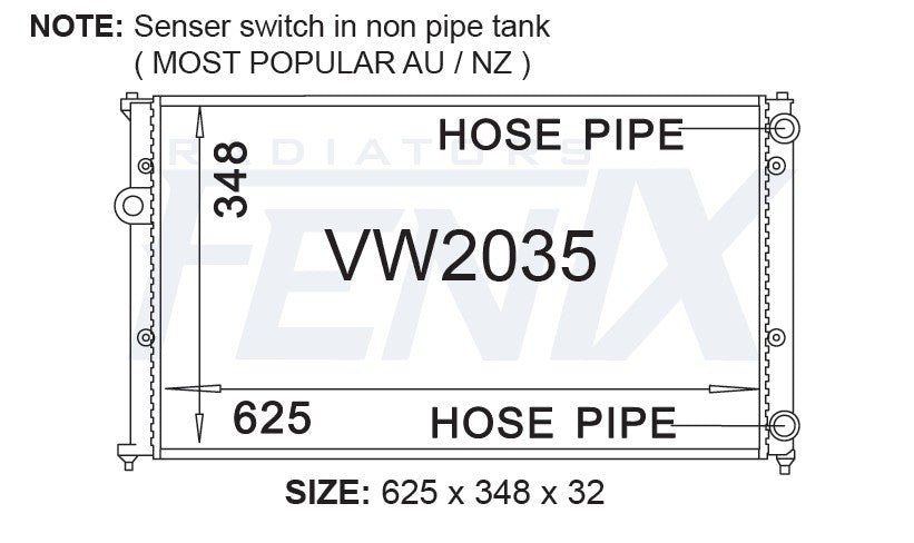 Volkswagen Vento 2.0L Petrol Radiator (1995 - SEP/1998) — VW2035-PA32AM — manufacturer detail 2