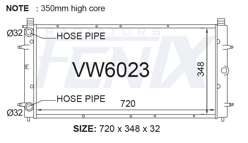 Volkswagen T4 Caravelle Radiator (1993 - DEC/1996) — VW6023-PA32AM — manufacturer detail 2