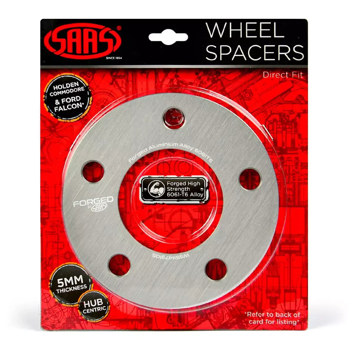 SAAS Ford 5mm Wheel Spacers Forged HubCentric 5x114.3 PCD 73.1 Bore WS511473105 - view 1