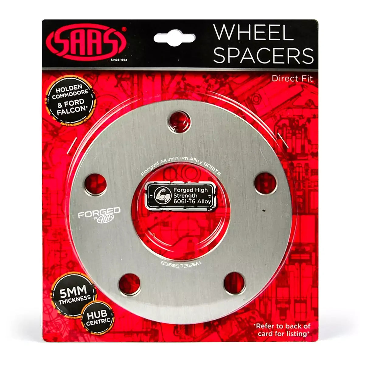 SAAS Commodore VE-VF 5mm Wheel Spacers Forged HubCentric 5x120 PCD 66.9 Bore WS512066905 - view 1