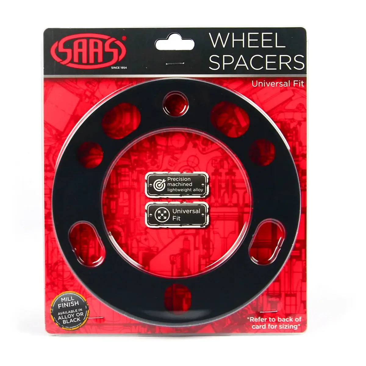 SAAS Wheel Spacer Pair Universal 6 Stud 12mm Black WS6012B - view 1