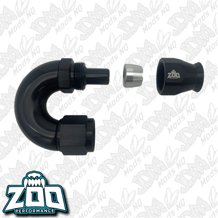Zoo Performance 200 Series PTFE 180 Deg Hose Ends (Teflon)