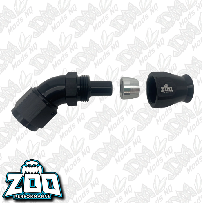 Zoo Performance 200 Series PTFE 45 Deg Hose Ends (Teflon)