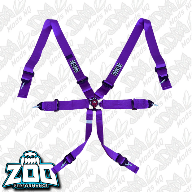 Zoo Performance 3" FIA Approved 6-Point Race Harness - Purple