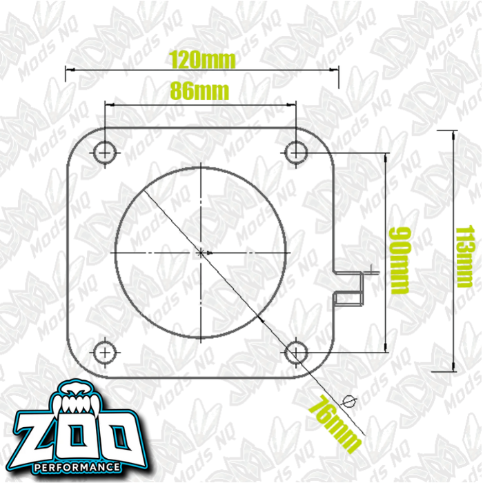 Zoo Performance Nissan S13 SR20 76mm Black Throttle Body