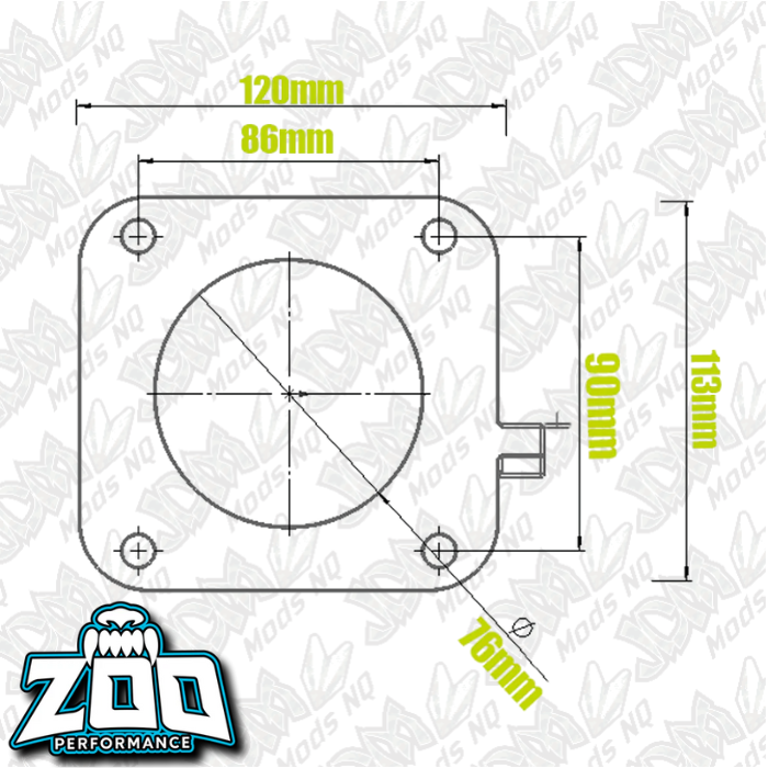 Zoo Performance Nissan S14 SR20 76mm Black Throttle Body