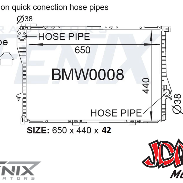 FENIX OEM Replacement Radiator Suits BMW 7 Series E38 (Clip on Hose)