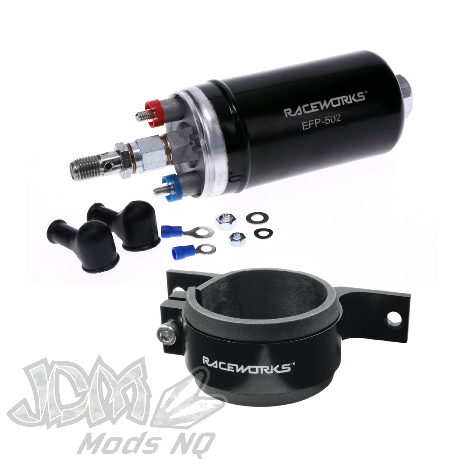 Raceworks 310LPH 60mm Bosch 044 Style External Fuel Pump and Bracket Kit